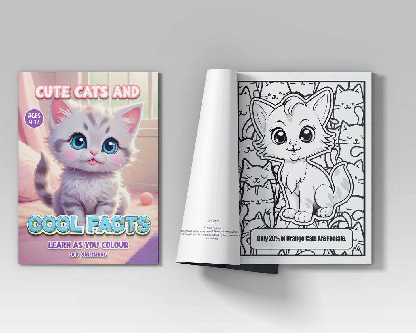 Coloring Book - Cute Cats and Cool Facts: Learn as You Color