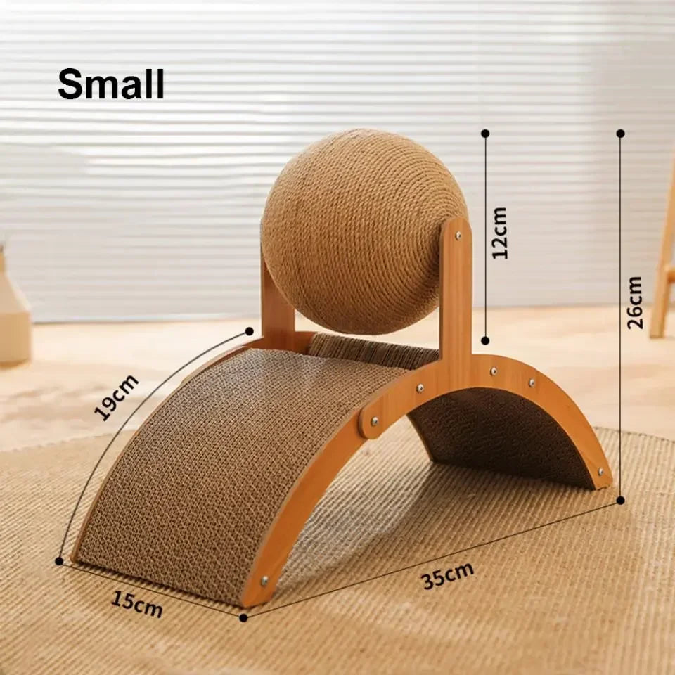 Scratch 'n’ Roll - Wooden Kitten Scratching Ball and scratch pad