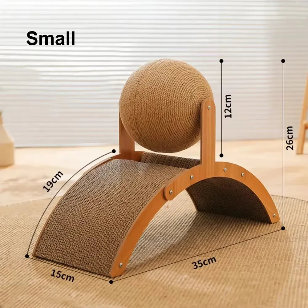 Scratch 'n’ Roll - Wooden Kitten Scratching Ball and scratch pad