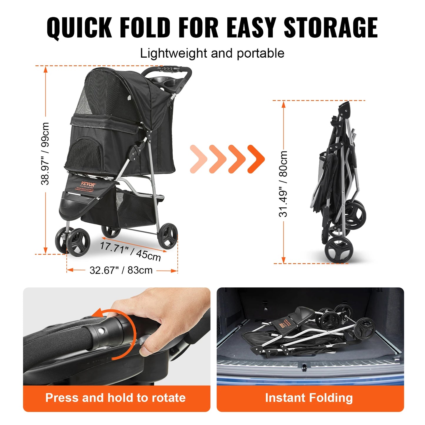 The Wag-A-Wheel - 3 Wheel Pet Stroller
