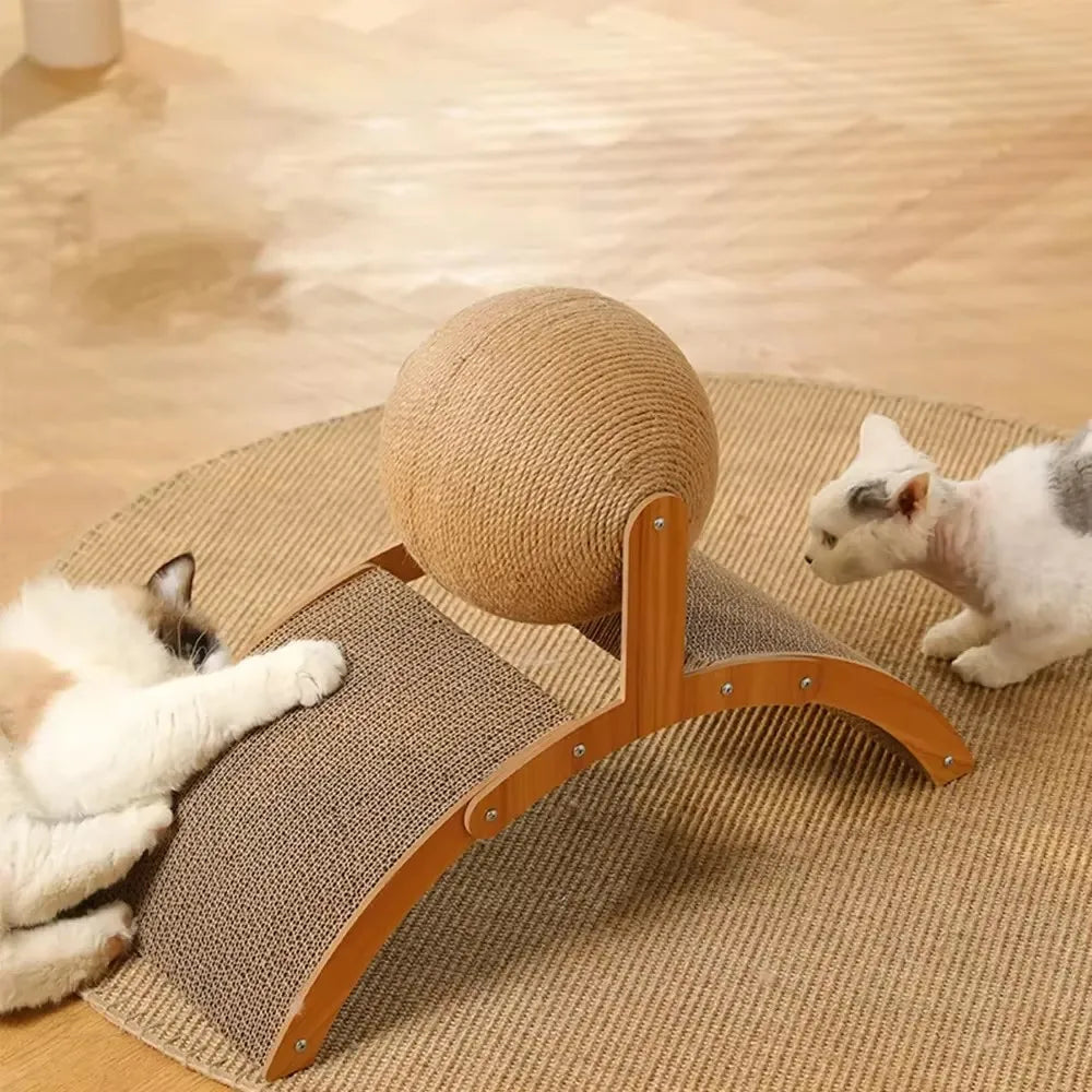 Scratch 'n’ Roll - Wooden Kitten Scratching Ball and scratch pad
