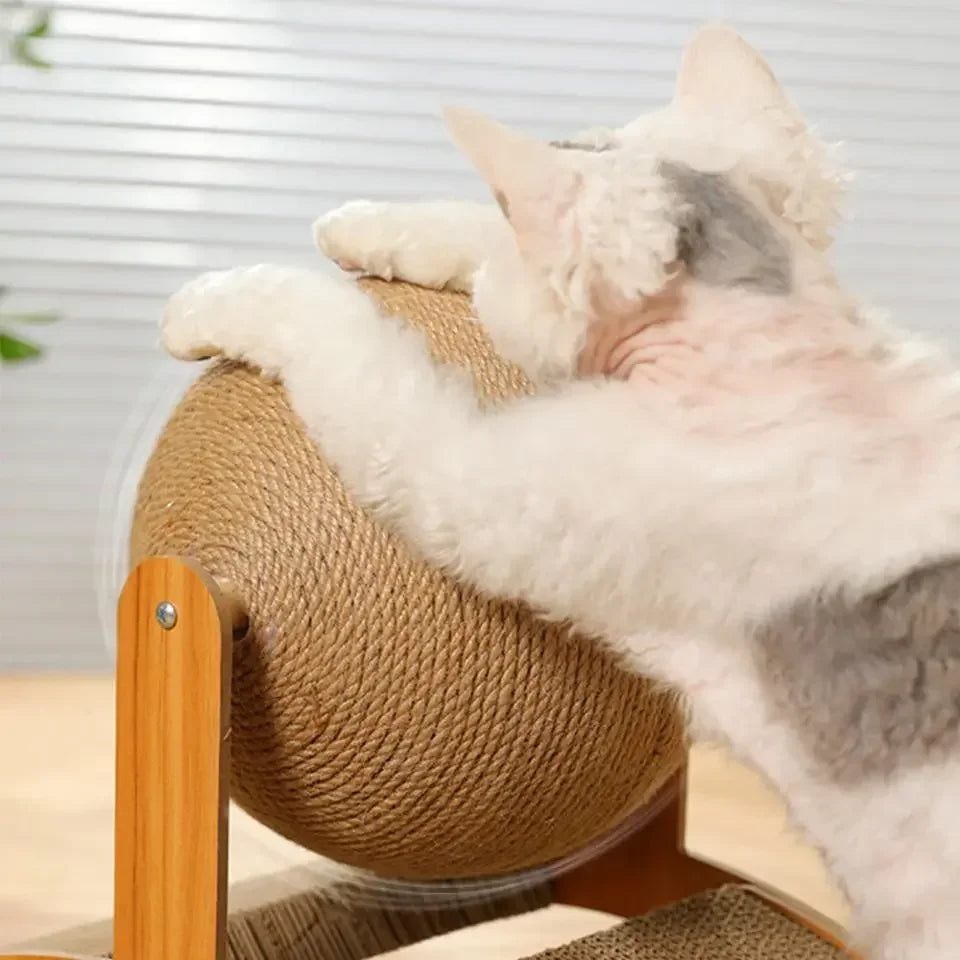 Scratch 'n’ Roll - Wooden Kitten Scratching Ball and scratch pad