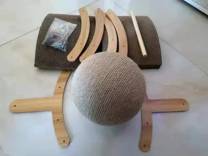 Scratch 'n’ Roll - Wooden Kitten Scratching Ball and scratch pad
