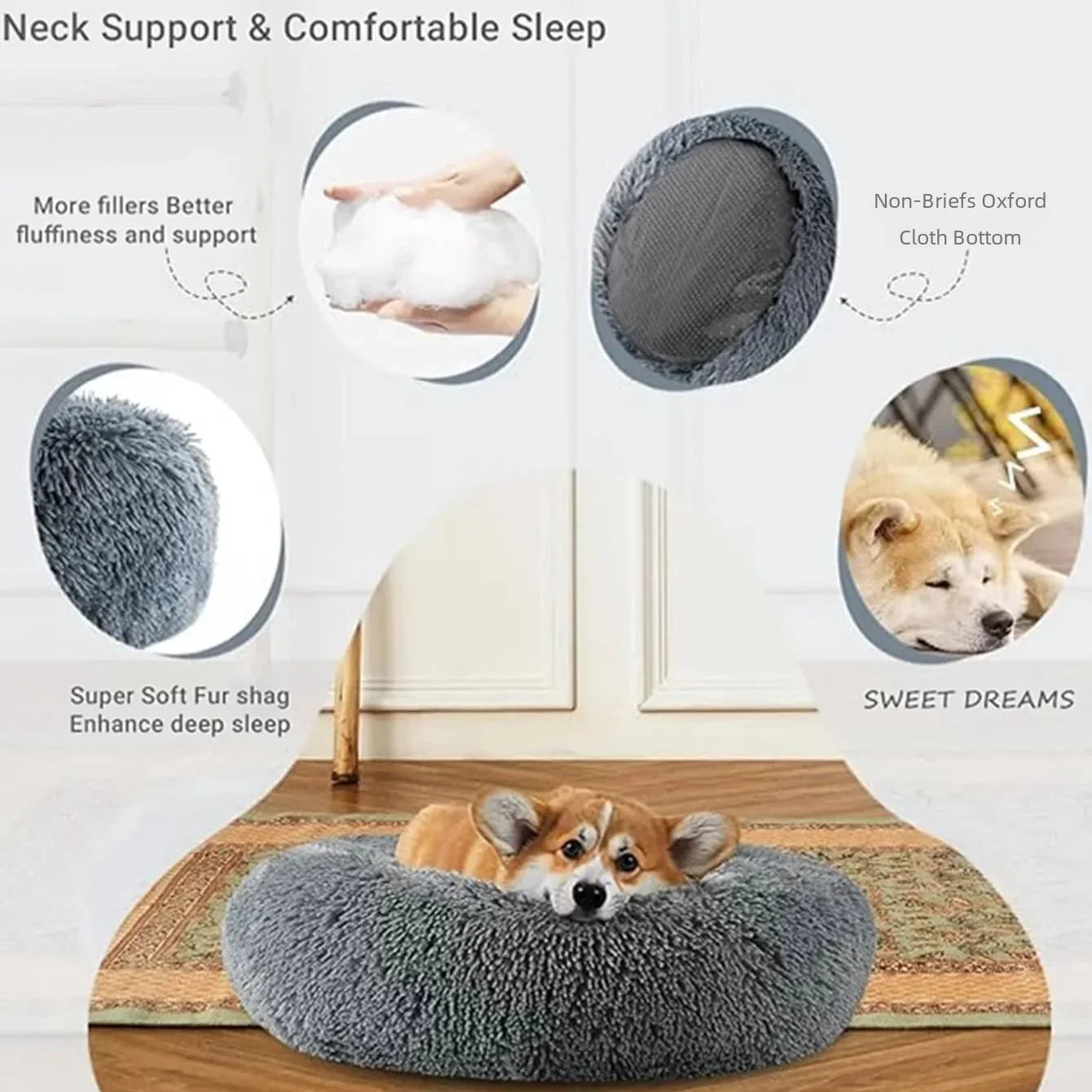 SnuggleNest Luxe Plush Pet Bed