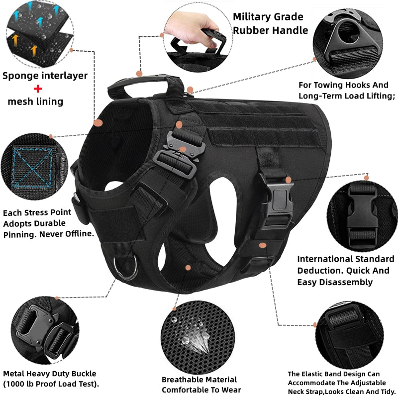 K9 Commando Tactical Dog Harness & Leash Set