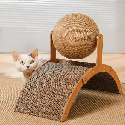Scratch 'n’ Roll - Wooden Kitten Scratching Ball and scratch pad