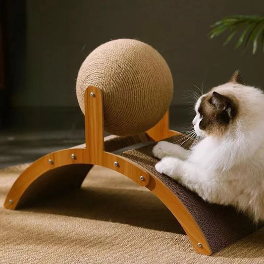 Scratch 'n’ Roll - Wooden Kitten Scratching Ball and scratch pad