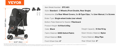 The Wag-A-Wheel - 3 Wheel Pet Stroller